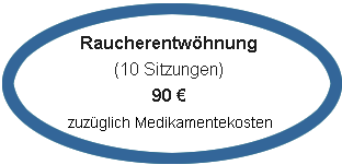 Raucherentwöhnung, 10 Sitzungen, zuzüglich Medikamentenkosten